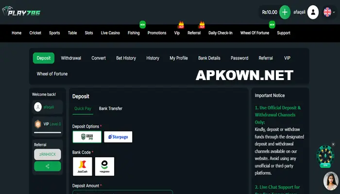 Play786 Game deposit img